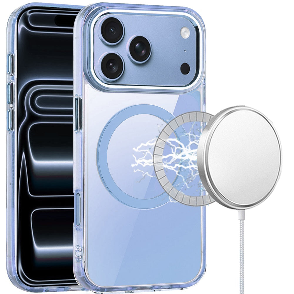 For Apple iPhone 18 Pro Max Magnetic Circle Ring Transparent Premium Acrylic with Metal Buttons & Camera Raised Lip