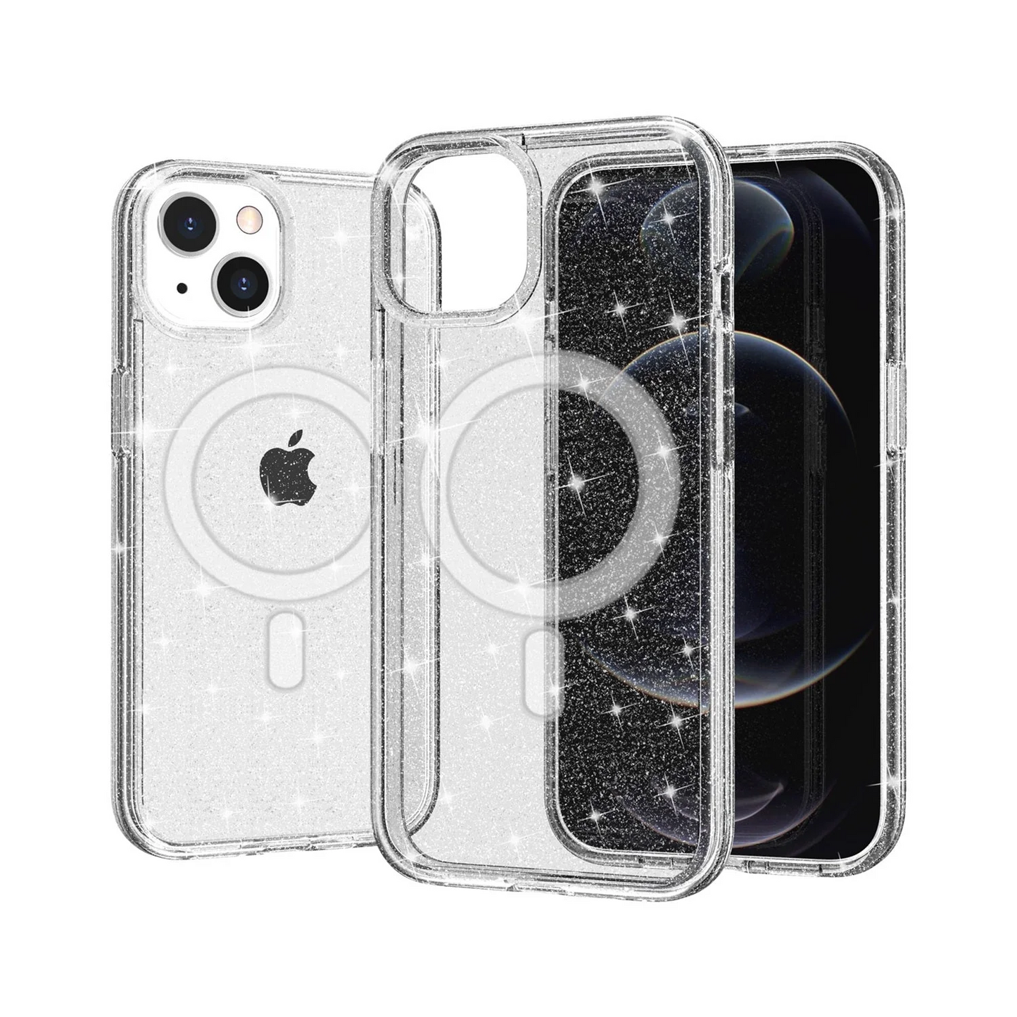 For Apple iPhone 14 PRO 6.1 Magsafe Compatible Glitter Ultra Thick 3mm Transparent Hybrid Case Cover - Clear Apple iPhone 14 Pro Clear