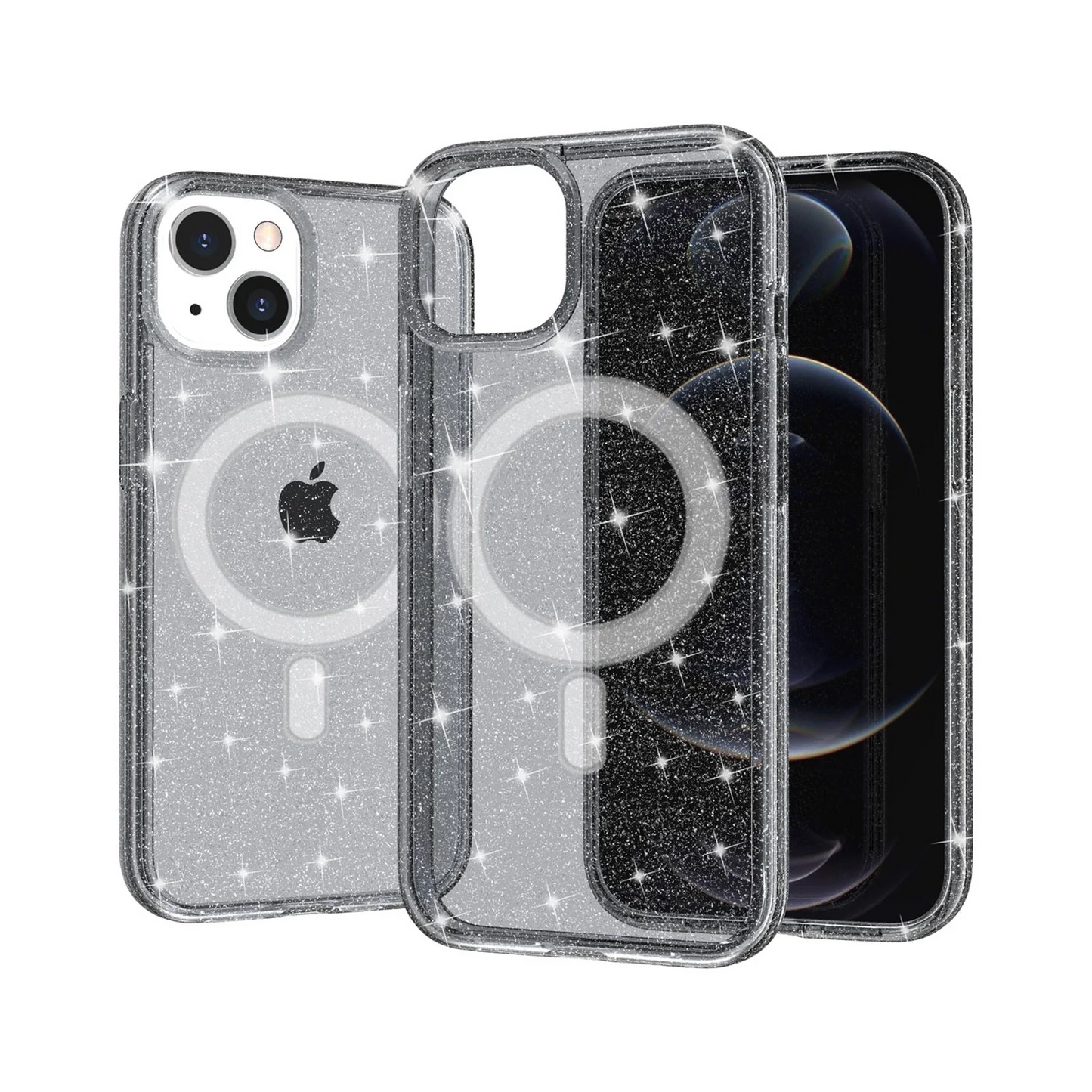 For Apple iPhone 14 PRO 6.1 Magsafe Compatible Glitter Ultra Thick 3mm Transparent Hybrid Case Cover - Smoke Apple iPhone 14 Pro Smoke
