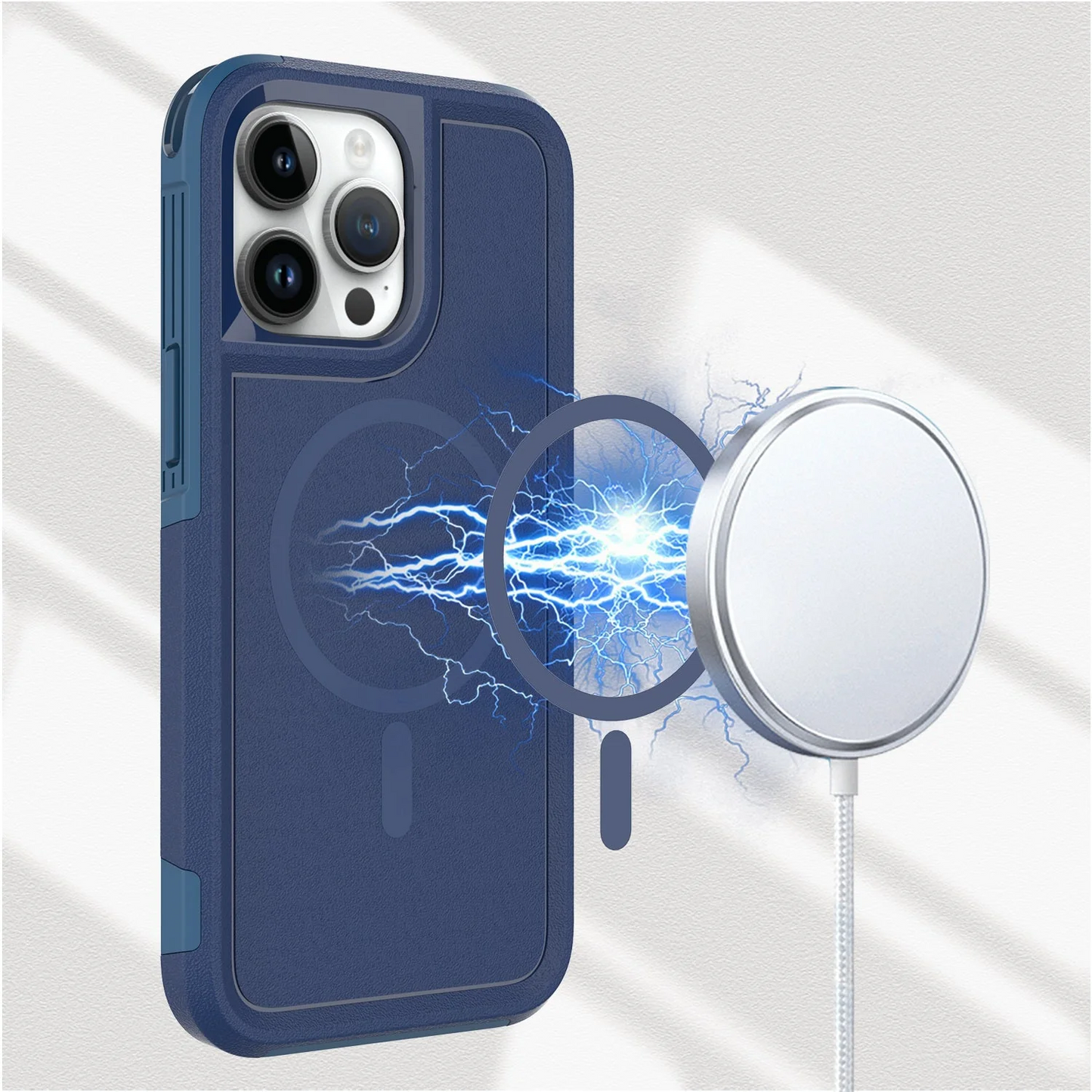 For Apple iPhone 14 PRO MAX 6.7 MagSafe Compatible Tough Hybrid Case Cover - Navy Blue Apple iPhone 14 Pro Max Navy Blue