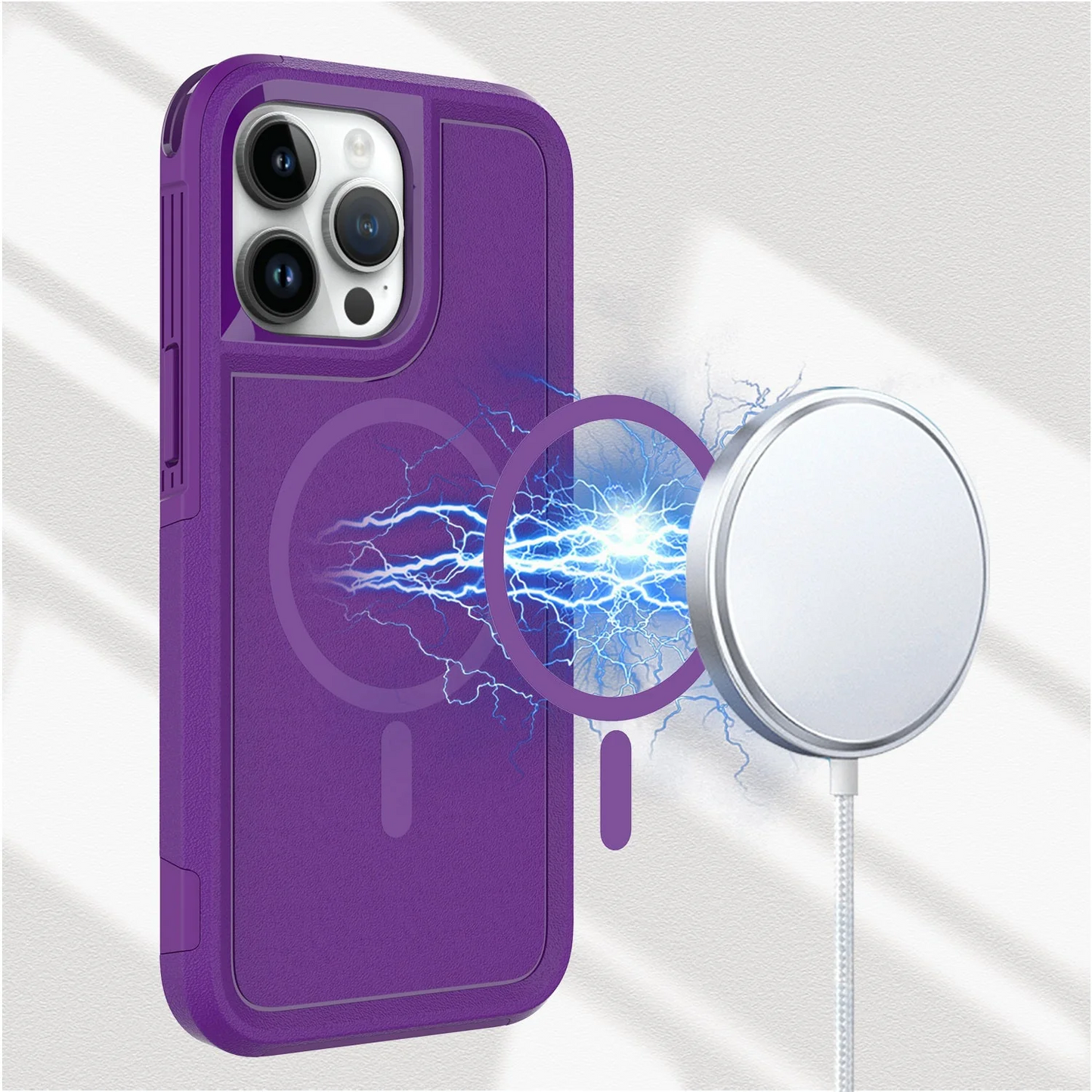 For Apple iPhone 14 PRO MAX 6.7 MagSafe Compatible Tough Hybrid Case Cover - Dark Purple Apple iPhone 14 Pro Max Dark Purple