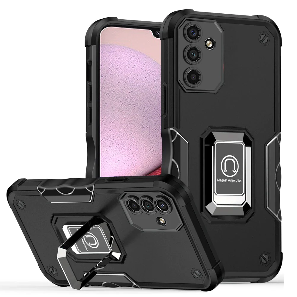 For Samsung A14 5G OPTIMUM Magnetic Ring Stand Hybrid Case Cover - Black Samsung A14 5G Black
