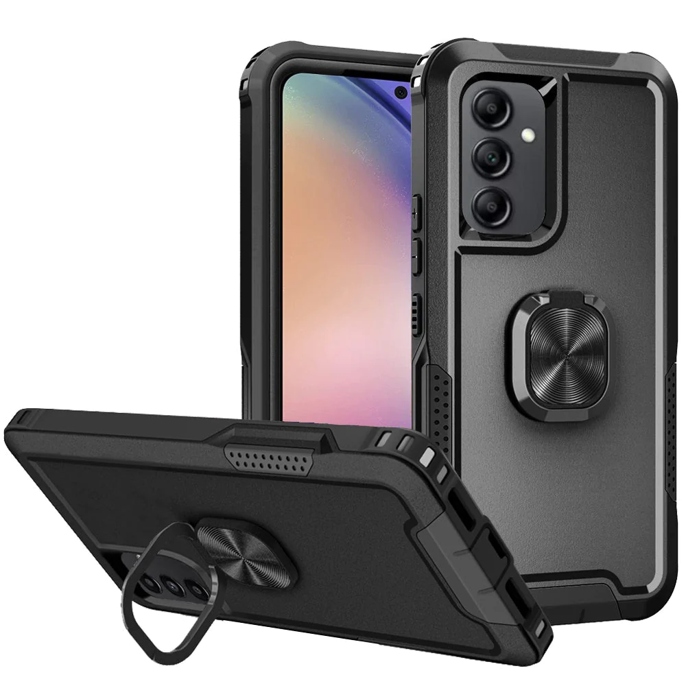 For Samsung A54 Superior 3in1 Magnetic Ring Stand Case Cover - Black Samsung Galaxy A54 5G Black