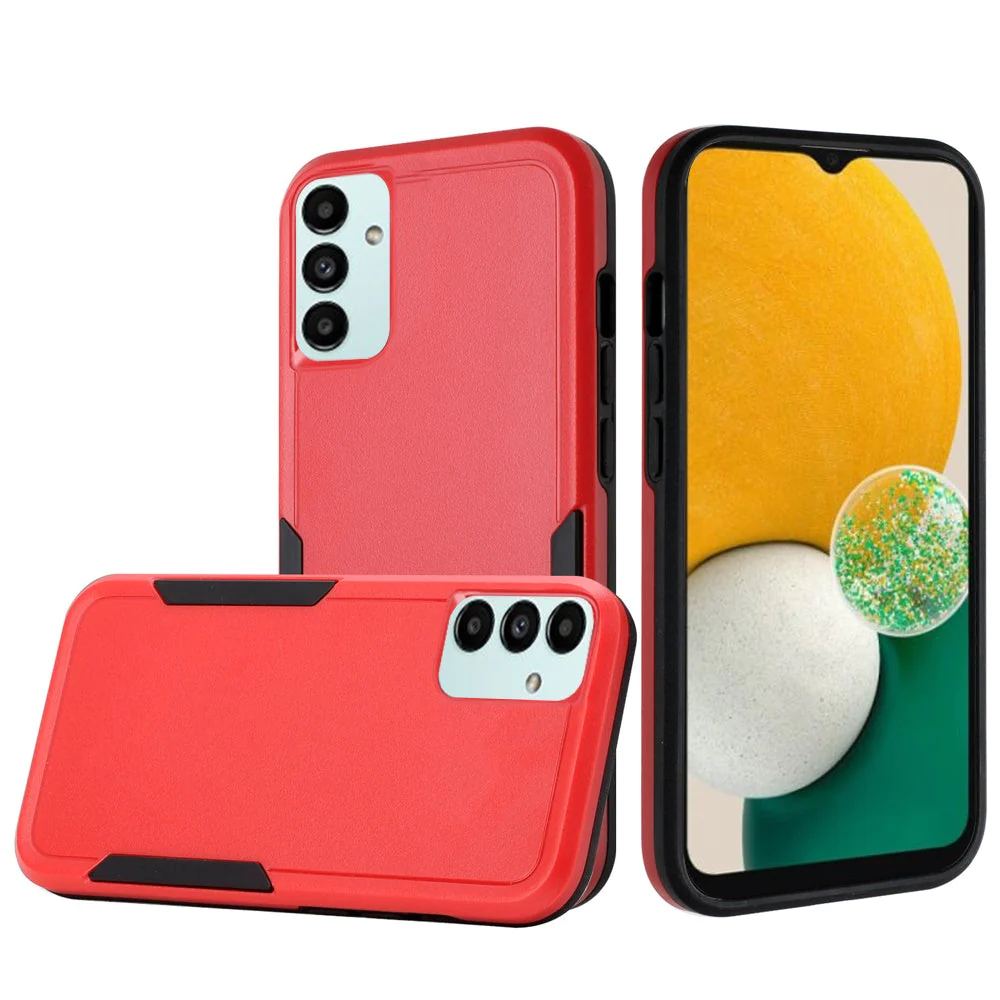 For Samsung A13 5G, A04E, A04s Tough Strong Dual Layer Flat Hybrid Case Cover - Red Samsung Galaxy A13 5G Red
