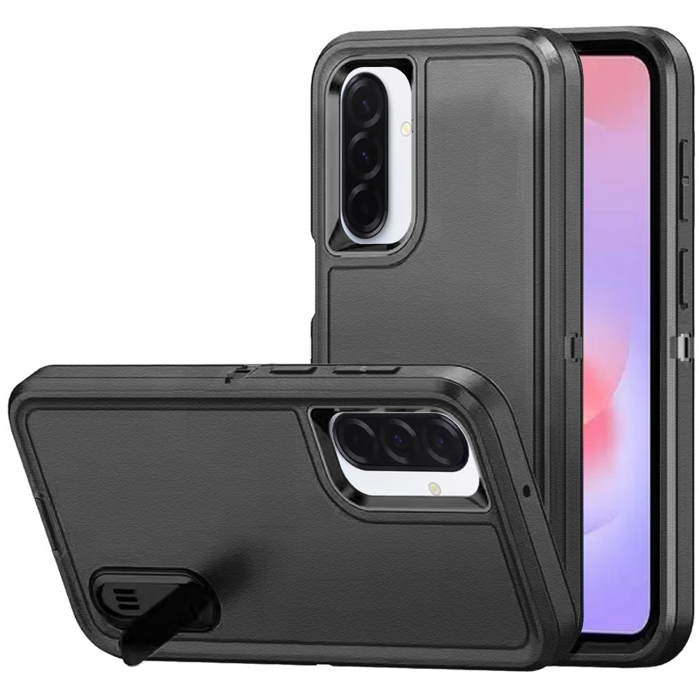 For Samsung Galaxy A37 PEAK 3in1 Toughest Hybrid with Stand Cover Case - Black/Black