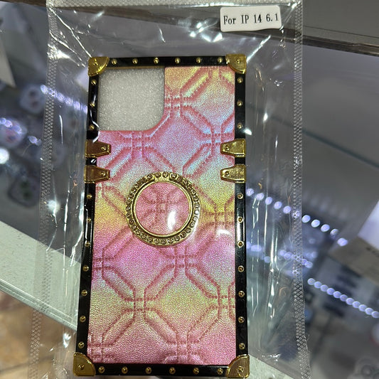 IPHONE 14 6.1 PINK HOLOGRAPHIC WITH RING