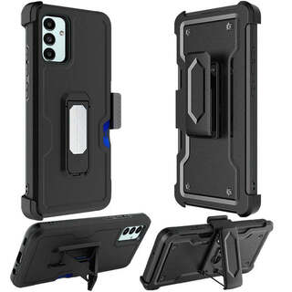 For Samsung Galaxy A13 5G, A04E, A04s CARD Holster with Kickstand Clip Hybrid Case Cover - Black Samsung Galaxy A13 5G Black