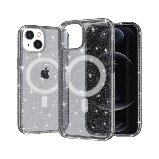 For Apple iPhone 14 PRO 6.1 Magsafe Compatible Glitter Ultra Thick 3mm Transparent Hybrid Case Cover - Smoke Apple iPhone 14 Pro Smoke