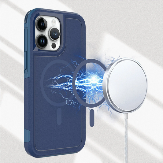 For Apple iPhone 14 PRO MAX 6.7 MagSafe Compatible Tough Hybrid Case Cover - Navy Blue Apple iPhone 14 Pro Max Navy Blue