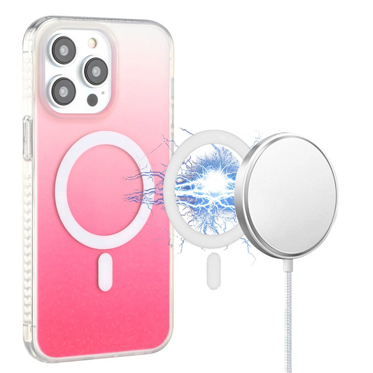 For iPhone 13 Pro Max MagSafe Compatible Two Tone Glitter Frosted Hybrid Case Cover - Pink Apple iPhone 13 Pro Max 6.7 Pink