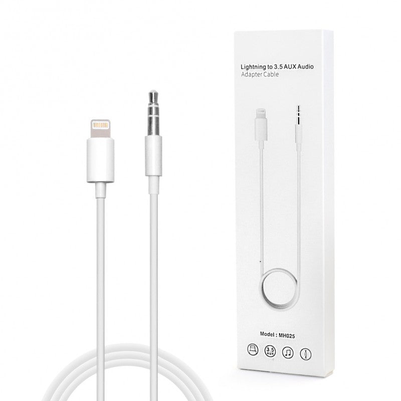 MH025 Lightning to 3.5 AUX Audio Adapter Cable for Apple - White Apple White