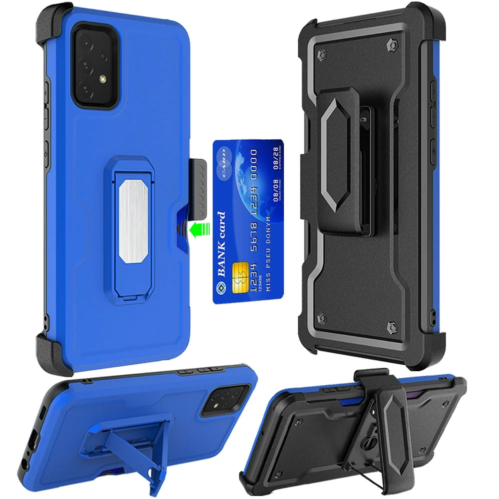 For Samsung A13 4G 2022 CARD Holster with Kickstand Clip Hybrid Case Cover - Dark Blue Samsung A13 4G LTE (Non 5G) Dark Blue