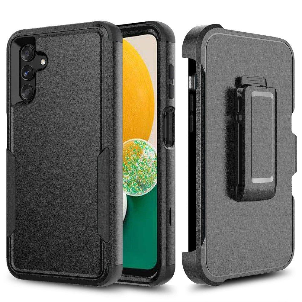 For Samsung Galaxy A13 5G, A04E, A04s Commando Holster Kickstand Hybrid Tuff Case Cover - Black/Black Samsung Galaxy A13 5G (5G Version Only) Black / Black