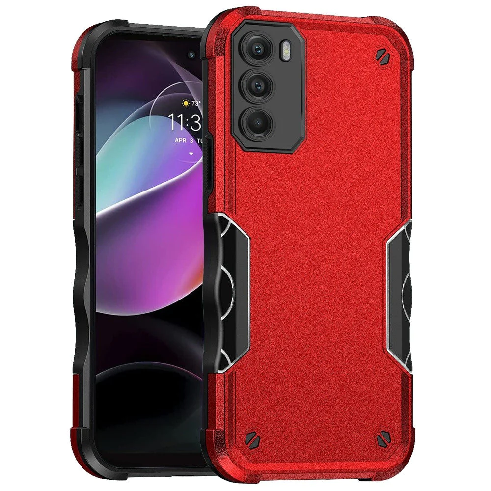 For Moto G 5G 2022 Exquisite Tough Shockproof Hybrid Case Cover - Red Moto G 5G 2022 Red