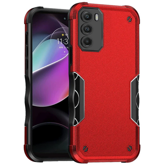 For Moto G 5G 2022 Exquisite Tough Shockproof Hybrid Case Cover - Red Moto G 5G 2022 Red