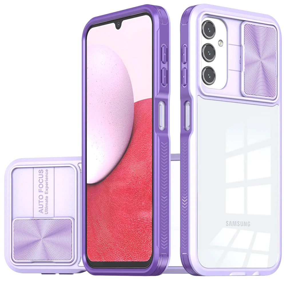 For Samsung A14 5G Fusion Transparent Clear Hybrid Case Cover - Purple Samsung A14 5G Purple