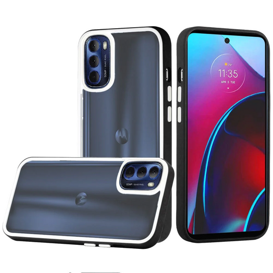 For Motorola Moto G Stylus 2022 High Quality Transparent Colored Bumper Hybrid Case Cover - Black Motorola G STYLUS (2022) 4G LTE Black