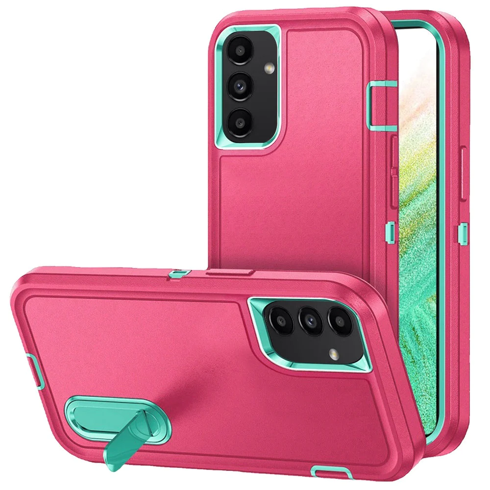 For Samsung A54 PEAK 3in1 Toughest Hybrid with Stand Cover Case - Teal/Hot Pink Samsung Galaxy A54 5G Teal / Hot Pink