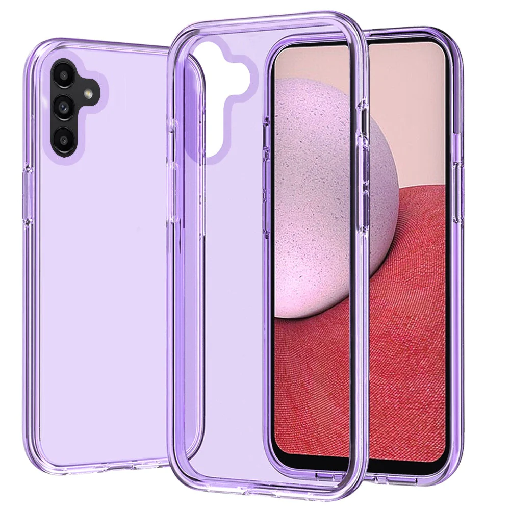 For Samsung A14 5G Sturdy Ultra Thick 3mm Transparent Hybrid Case Cover - Purple Samsung A14 5G Dark Purple