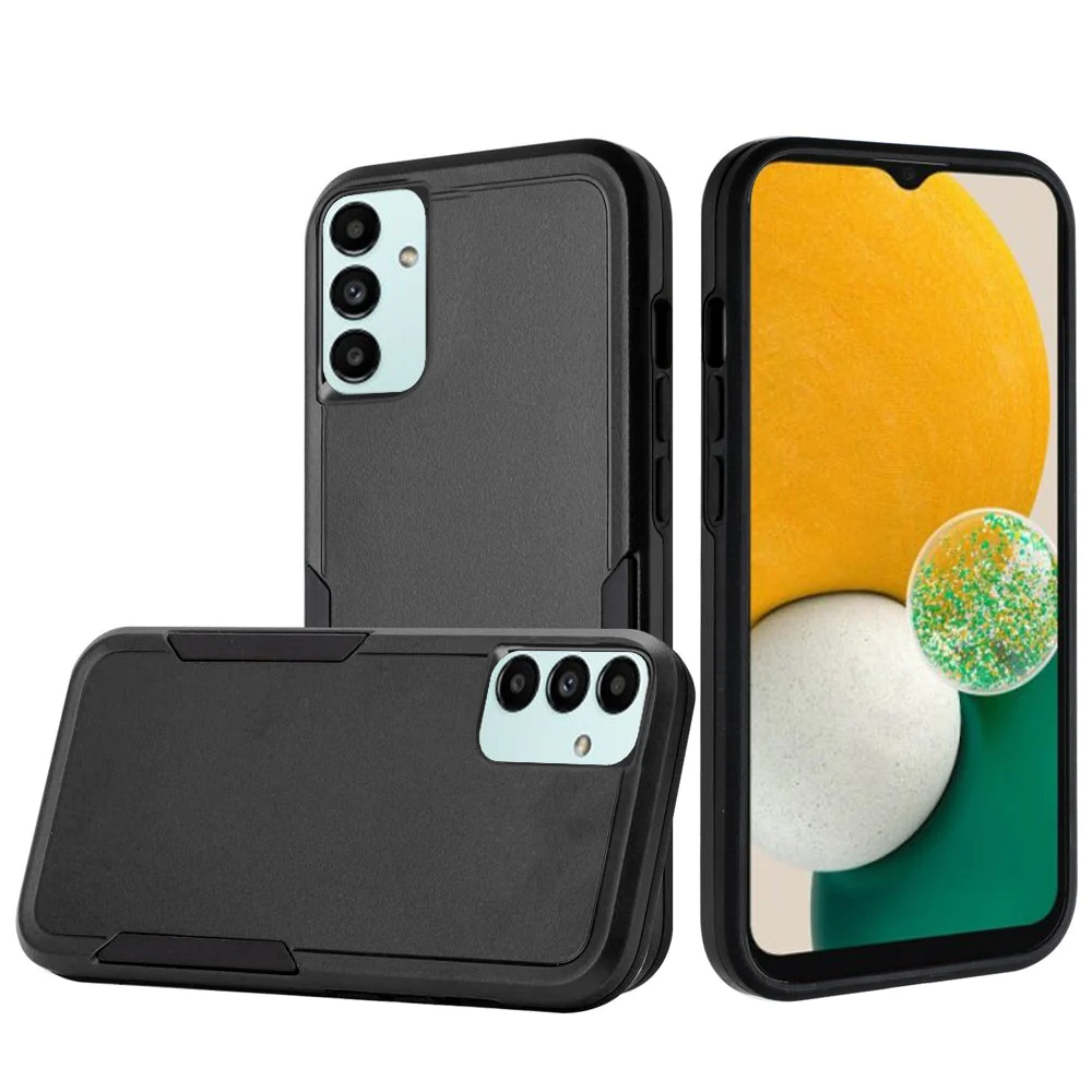 For Samsung A13 5G, A04E, A04s Tough Strong Dual Layer Flat Hybrid Case Cover - Black Samsung Galaxy A13 5G Black