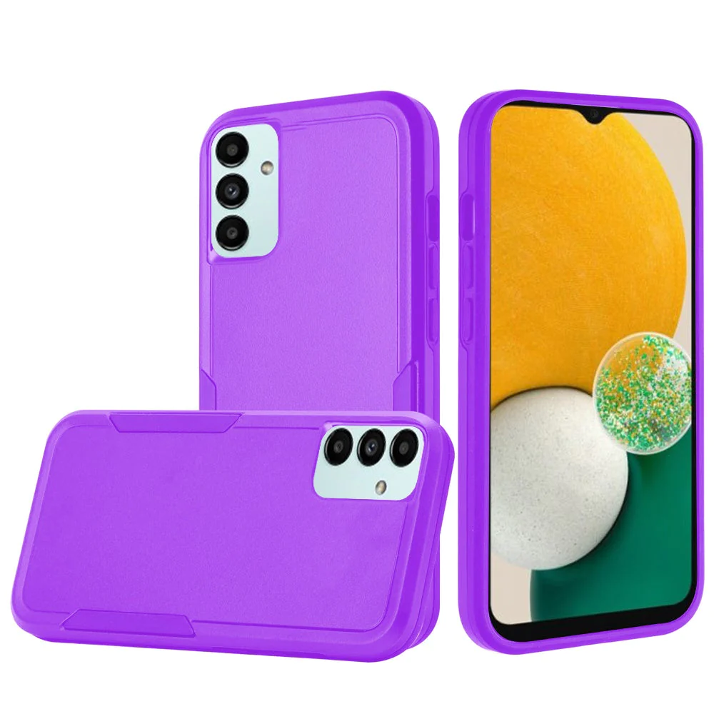 For Samsung A13 5G, A04E, A04s Tough Strong Dual Layer Flat Hybrid Case Cover - Purple Samsung Galaxy A13 5G Purple