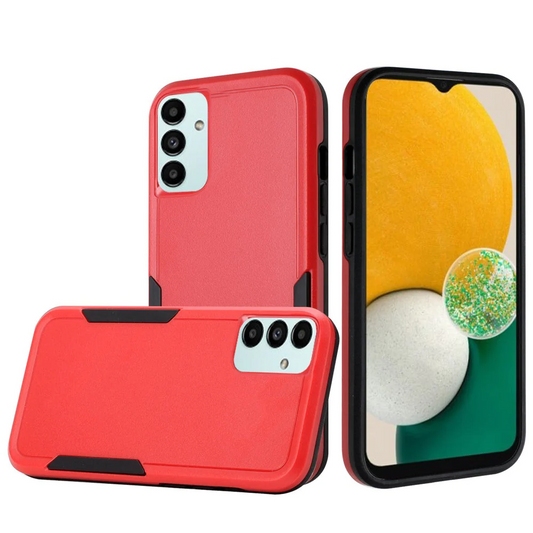 For Samsung A13 5G, A04E, A04s Tough Strong Dual Layer Flat Hybrid Case Cover - Red Samsung Galaxy A13 5G Red