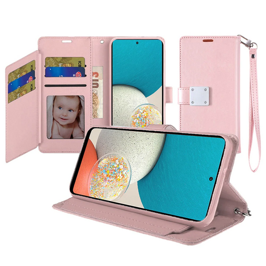 For Apple iPhone 14 Plus 6.7 Wallet ID Card Holder Case Cover - Rose Gold iPhone 14 Plus (6.7) Rose Gold